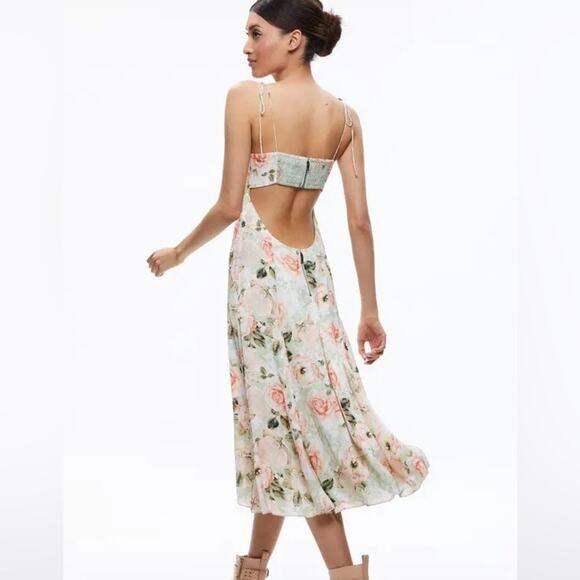 --NWOT Alice + Olivia Lorelle Floral Cutout Sleeveless Midi Dress Size 0 - Picture 2 of 10
